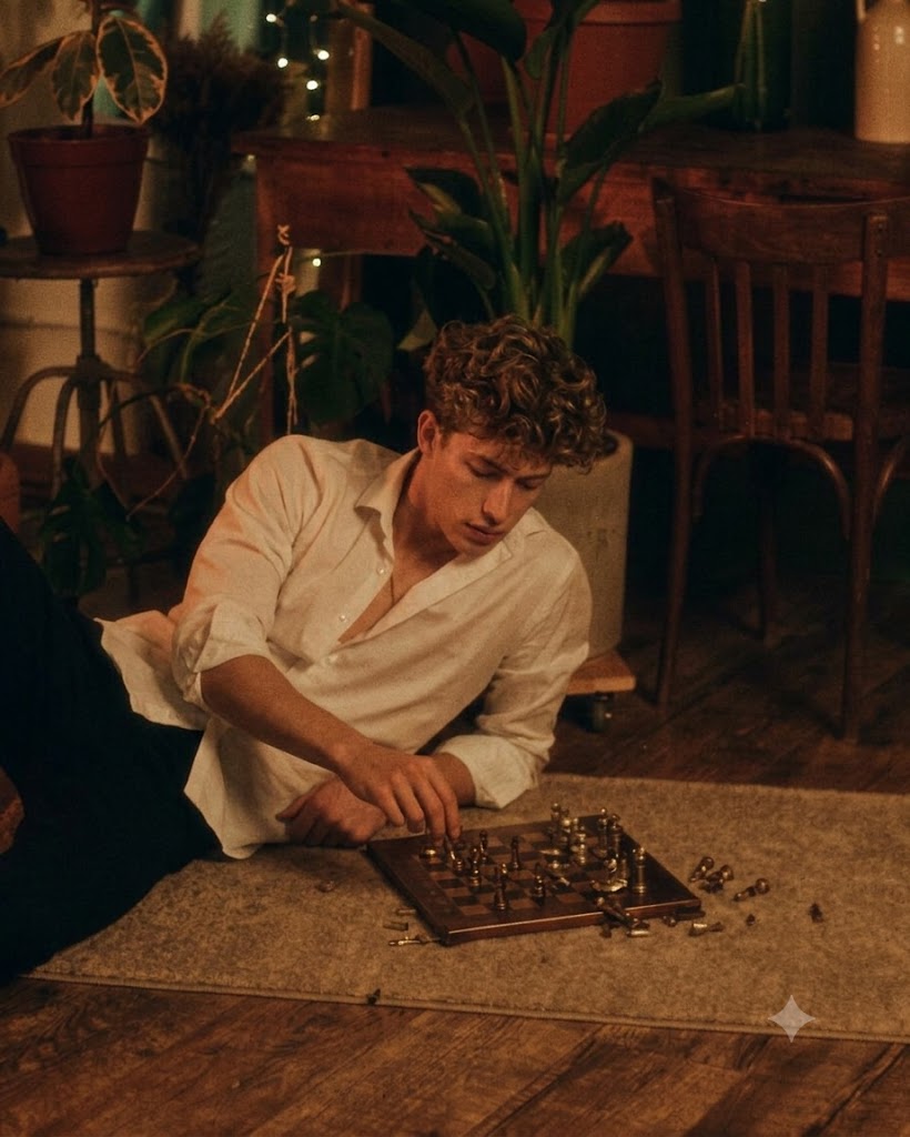 Adriaan Van Der Berg playing chess